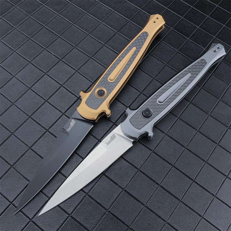 Kershaw 7150 Launch 8 AUTO Folding Knife 3.5" Stonewashed CPM-154 Spear Point Blade, Anodized Aluminum Handles w/ Carbon Fiber Inlay