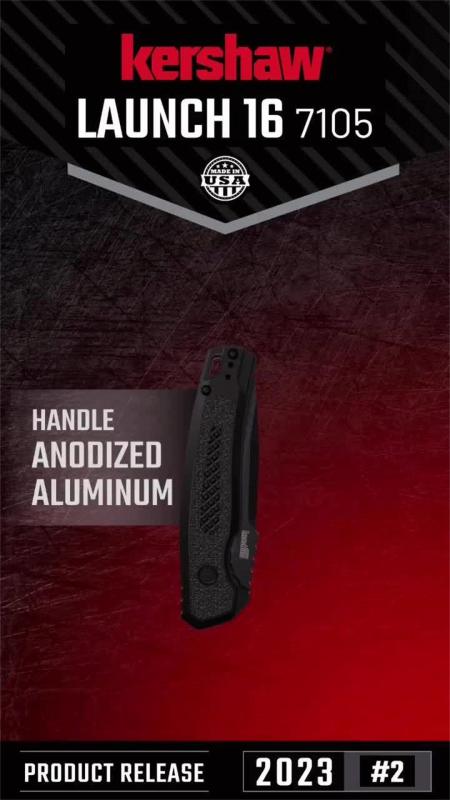 Kershaw 7105BLK Auto Folding Knife 3.35" Working Finish 8Cr13mov Drop Point Blade, Aluminum alloy Handles
