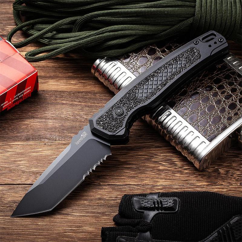 Kershaw 7105BLK Auto Folding Knife 3.35" Working Finish 8Cr13mov Drop Point Blade, Aluminum alloy Handles