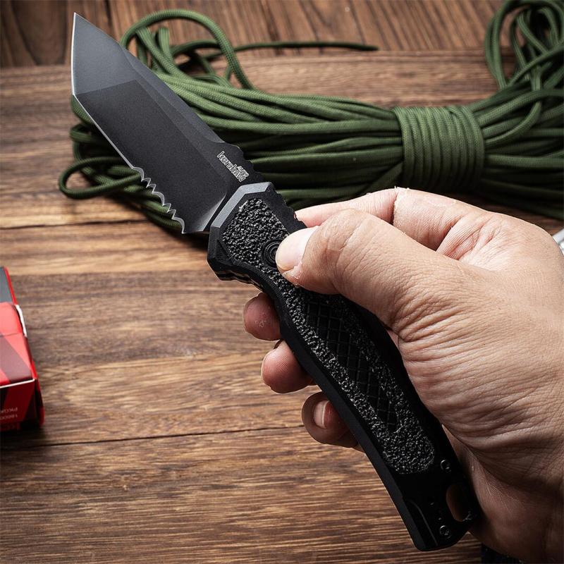 Kershaw 7105BLK Auto Folding Knife 3.35" Working Finish 8Cr13mov Drop Point Blade, Aluminum alloy Handles