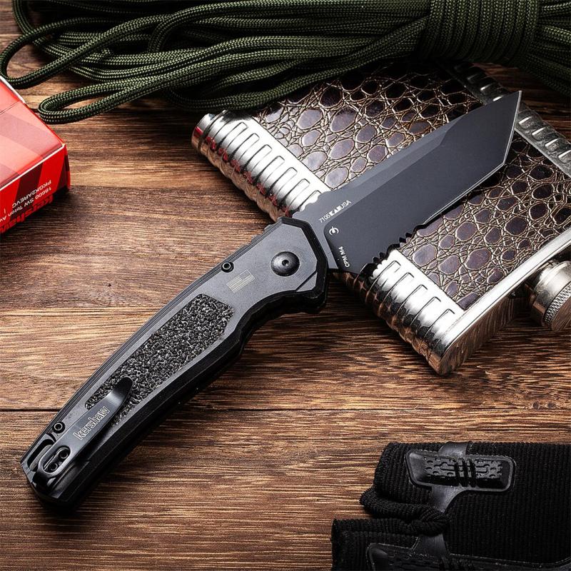 Kershaw 7105BLK Auto Folding Knife 3.35" Working Finish 8Cr13mov Drop Point Blade, Aluminum alloy Handles