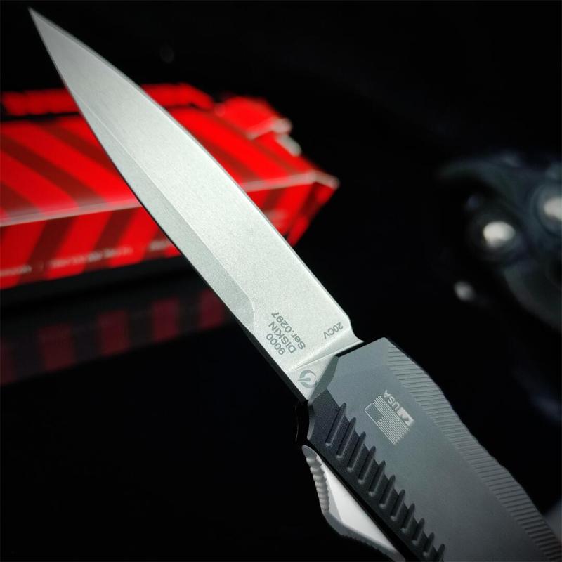 Kershaw 9000 Matt Diskin Livewire OTF AUTO Knife 3.3" CPM-MagnaCut Stonewashed Spear Point Blade, Black Aluminum Handles, Reversible Clip