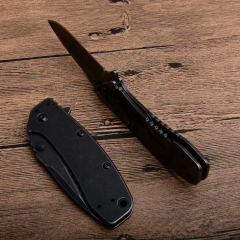 Kershaw 1556BW Folding Knife 2.83" Working Finish 8Cr13mov Drop Point Blade, Black Steel Handles