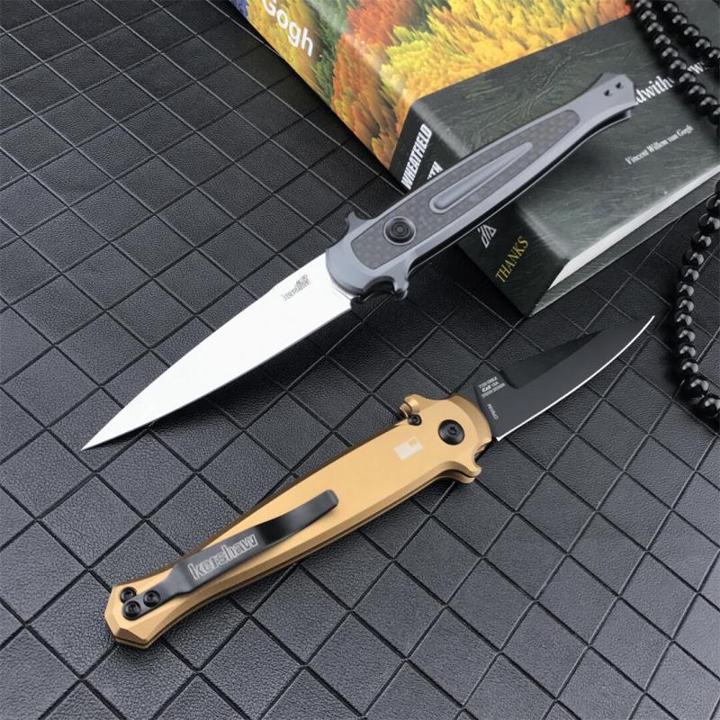 Kershaw 7150 Launch 8 AUTO Folding Knife 3.5" Stonewashed CPM-154 Spear Point Blade, Anodized Aluminum Handles w/ Carbon Fiber Inlay