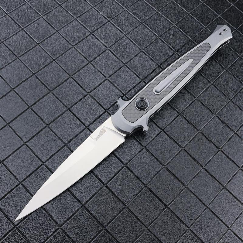 Kershaw 7150 Launch 8 AUTO Folding Knife 3.5" Stonewashed CPM-154 Spear Point Blade, Anodized Aluminum Handles w/ Carbon Fiber Inlay