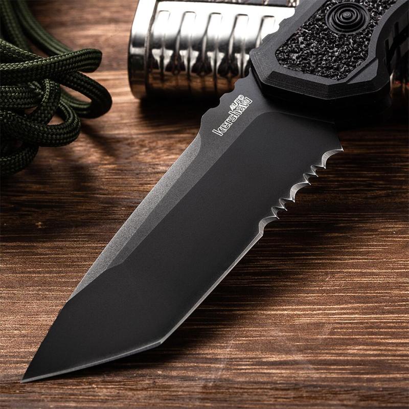 Kershaw 7105BLK Auto Folding Knife 3.35" Working Finish 8Cr13mov Drop Point Blade, Aluminum alloy Handles