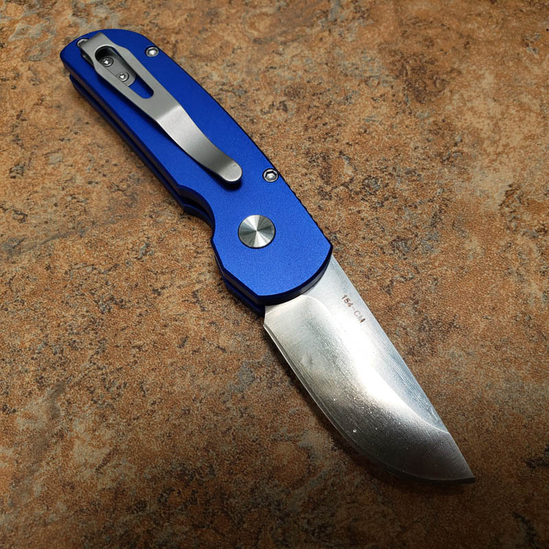 Pro-Tech 2203 AUTO Folding Knife 2.05" 154CM DLC Plain Blade, Aviation Aluminum Handles