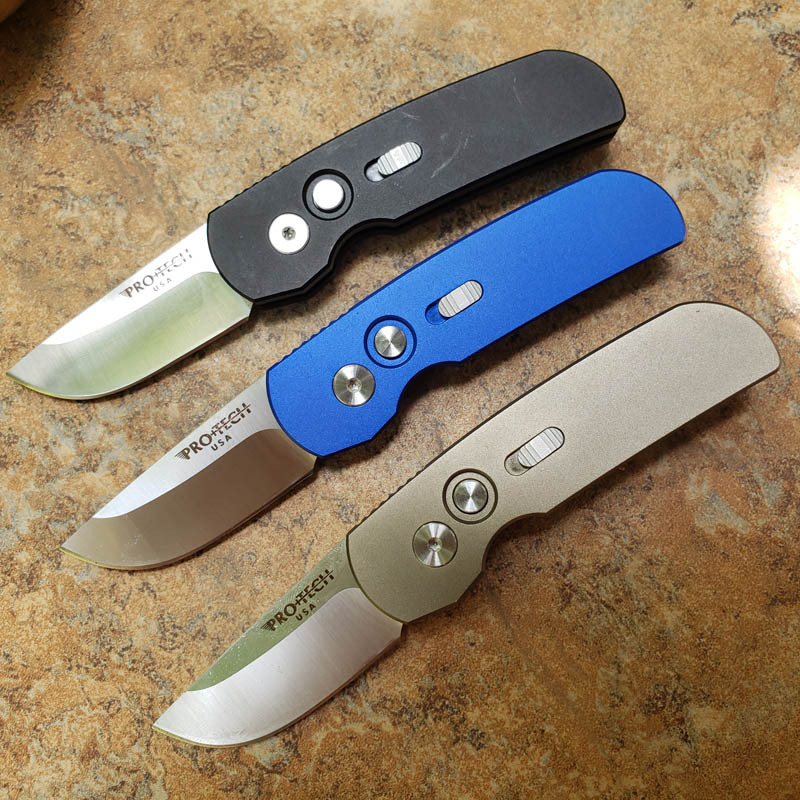 Pro-Tech 2203 AUTO Folding Knife 2.05" 154CM DLC Plain Blade, Aviation Aluminum Handles