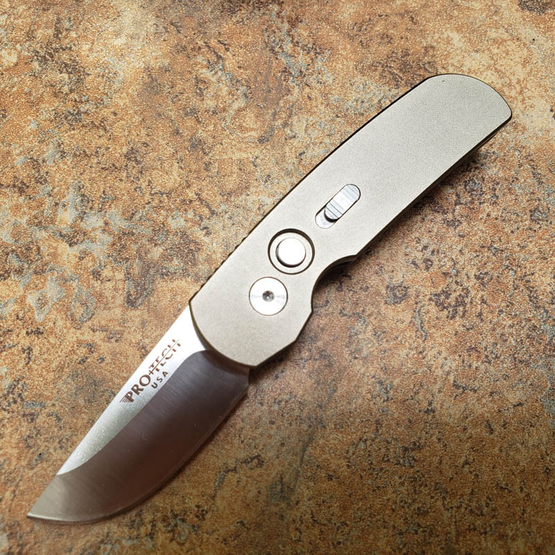 Pro-Tech 2203 AUTO Folding Knife 2.05" 154CM DLC Plain Blade, Aviation Aluminum Handles