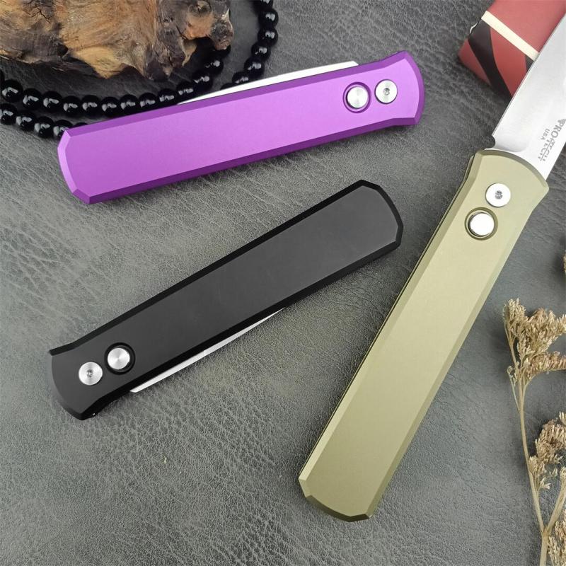 Pro-Tech 920 Godfather AUTO Folding Knife 3.94" Bead Blasted 154-CM Plain Blade, Aluminum Handles - 920