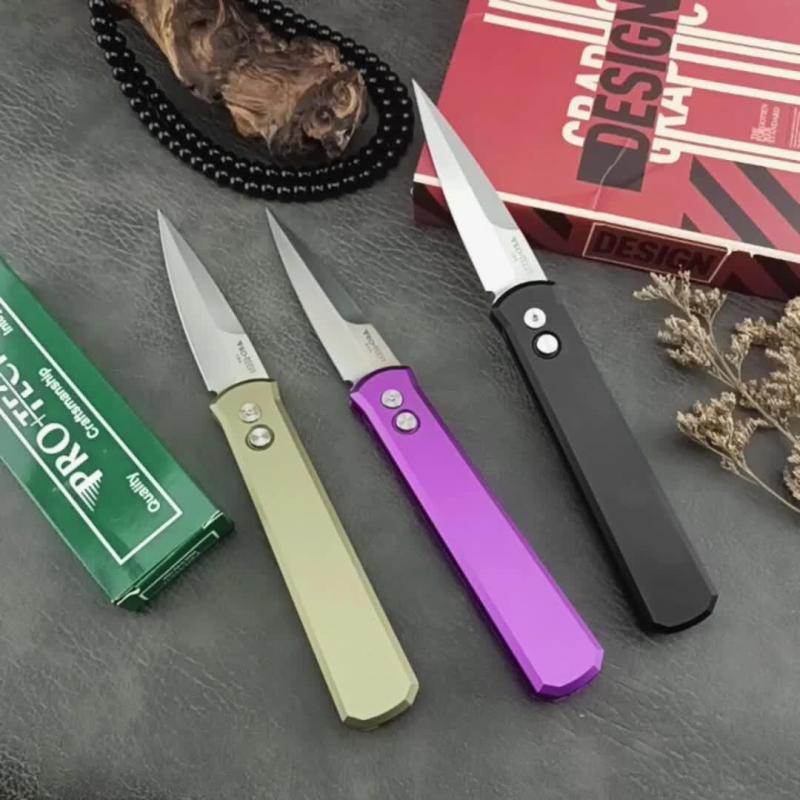 Pro-Tech 920 Godfather AUTO Folding Knife 3.94" Bead Blasted 154-CM Plain Blade, Aluminum Handles - 920