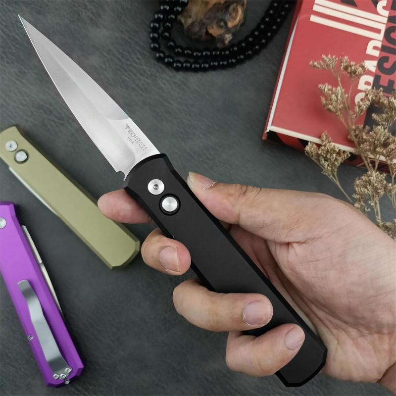 Pro-Tech 920 Godfather AUTO Folding Knife 3.94" Bead Blasted 154-CM Plain Blade, Aluminum Handles - 920