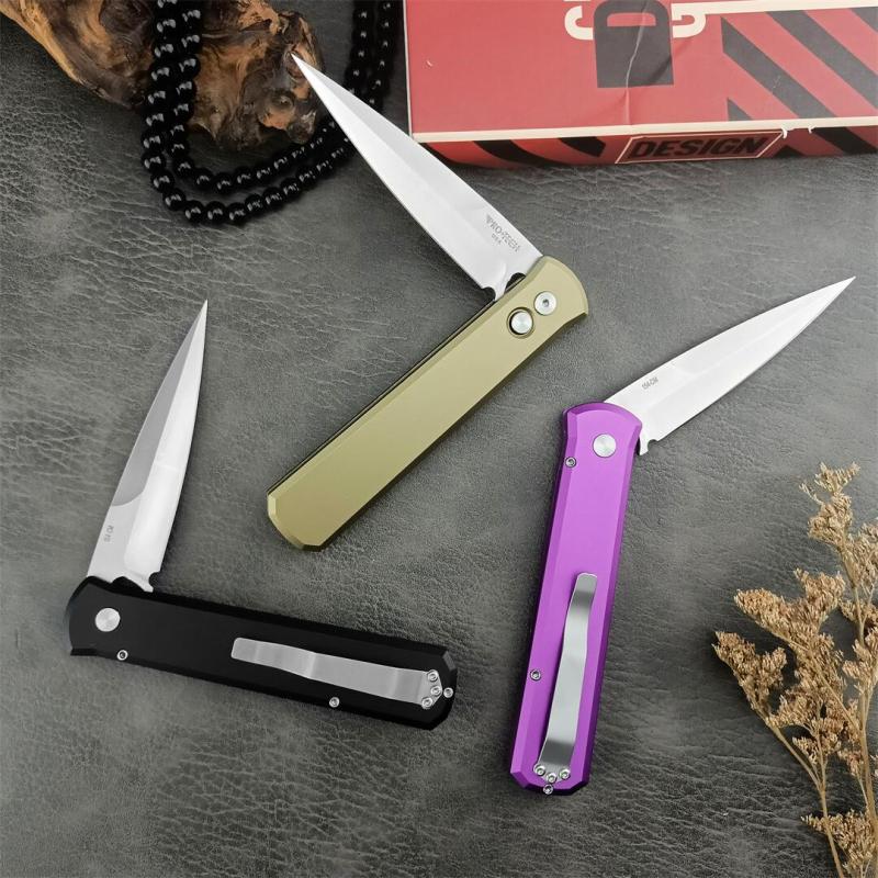 Pro-Tech 920 Godfather AUTO Folding Knife 3.94" Bead Blasted 154-CM Plain Blade, Aluminum Handles - 920