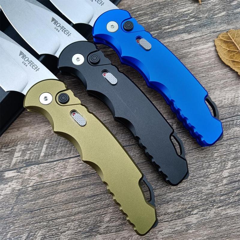 Pro-Tech TR-5 AUTO Folding Knife 3.23" S35VN Stonewashed Plain Blade, Aluminum Handles - T501