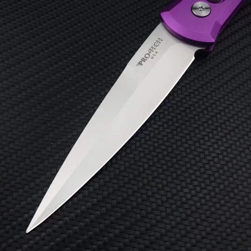 Pro-Tech 920 Godfather AUTO Folding Knife 3.94" Bead Blasted 154-CM Plain Blade, Aluminum Handles - 920-Purple