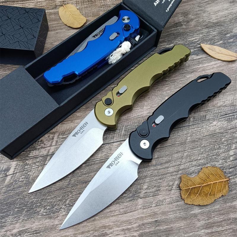 Pro-Tech TR-5 AUTO Folding Knife 3.23" S35VN Stonewashed Plain Blade, Aluminum Handles - T501