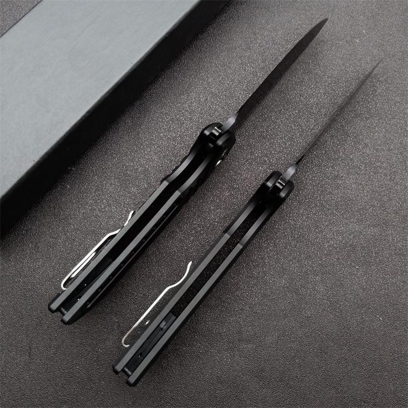 Pro-TechMordax Manual Button Lock Flipper Knife 3.15" CPM-20CV Black DLC Drop Point Blade, Aviation Aluminum Handles