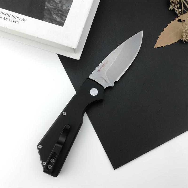 Pro-Tech Strider PT201 PT+ AUTO Folding Knife 2.44" CPM-MagnaCut Black DLC Drop Point Blade, Aluminum Handles