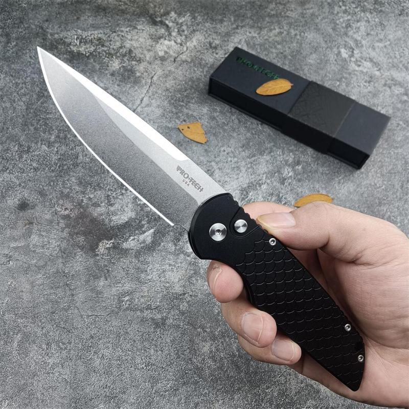 Pro-Tech TR-3 X1 Tactical Response III AUTO Folding Knife 3.375" 154CM Stonewashed Plain Blade, Milled Aluminum Handles - TR-3 X1 SW