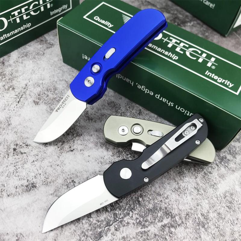Pro-Tech 2203 AUTO Folding Knife 2.05" 154CM DLC Plain Blade, Aviation Aluminum Handles
