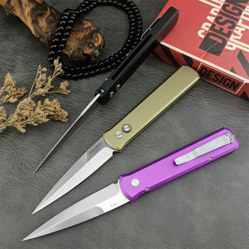 Pro-Tech 920 Godfather AUTO Folding Knife 3.94" Bead Blasted 154-CM Plain Blade, Aluminum Handles - 920
