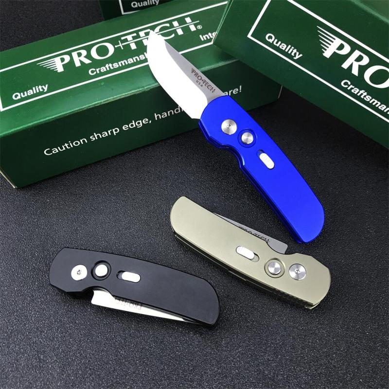 Pro-Tech 2203 AUTO Folding Knife 2.05" 154CM DLC Plain Blade, Aviation Aluminum Handles