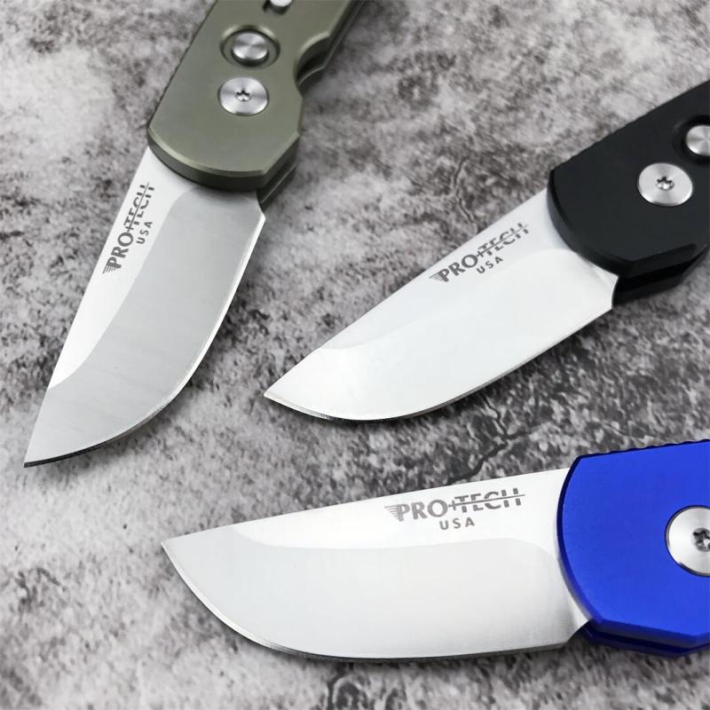 Pro-Tech 2203 AUTO Folding Knife 2.05" 154CM DLC Plain Blade, Aviation Aluminum Handles