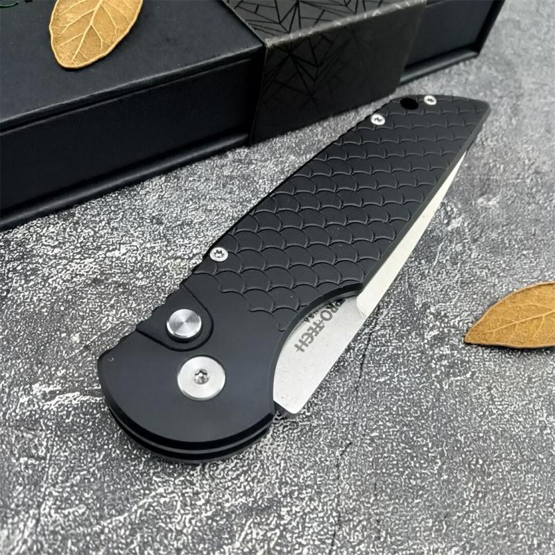 Pro-Tech TR-3 X1 Tactical Response III AUTO Folding Knife 3.375" 154CM Stonewashed Plain Blade, Milled Aluminum Handles - TR-3 X1 SW