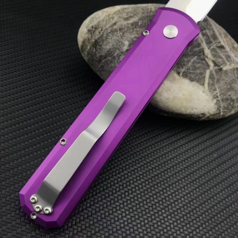 Pro-Tech 920 Godfather AUTO Folding Knife 3.94" Bead Blasted 154-CM Plain Blade, Aluminum Handles - 920-Purple