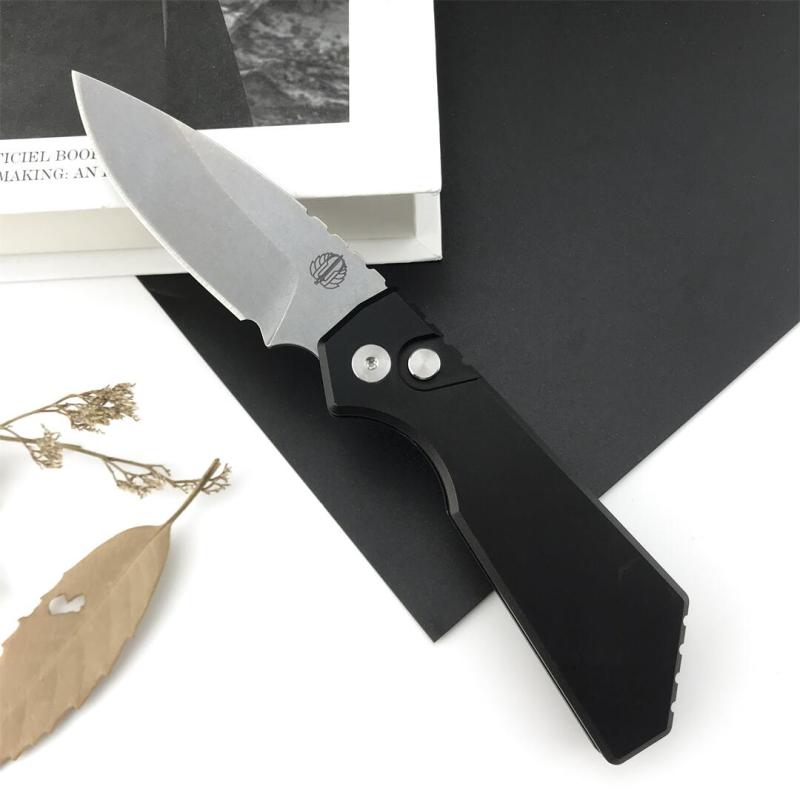 Pro-Tech Strider PT201 PT+ AUTO Folding Knife 2.44" CPM-MagnaCut Black DLC Drop Point Blade, Aluminum Handles