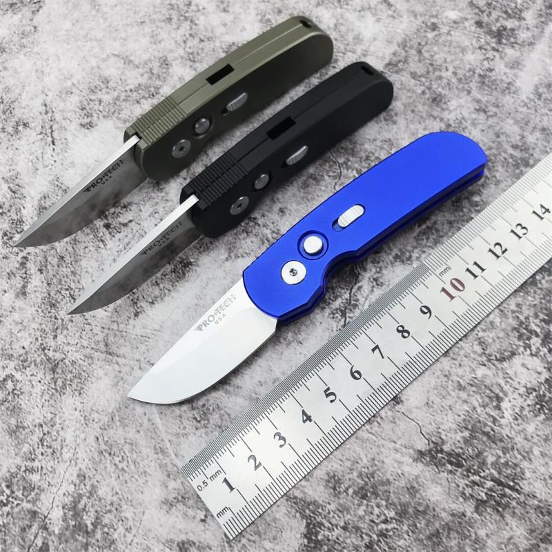 Pro-Tech 2203 AUTO Folding Knife 2.05" 154CM DLC Plain Blade, Aviation Aluminum Handles