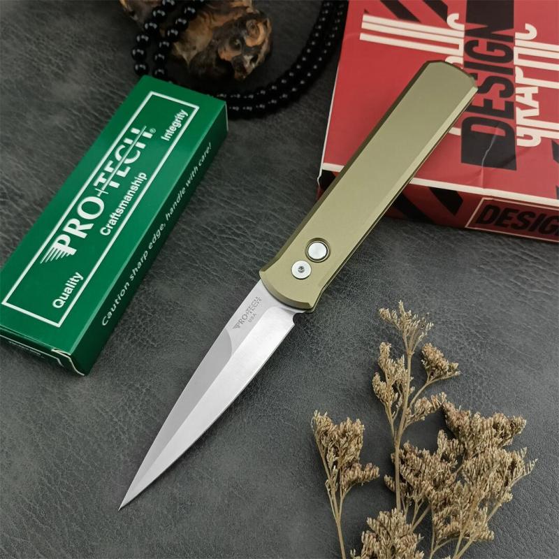 Pro-Tech 920 Godfather AUTO Folding Knife 3.94" Bead Blasted 154-CM Plain Blade, Aluminum Handles - 920