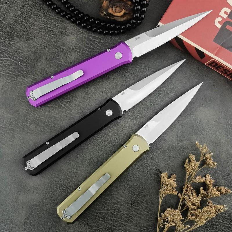 Pro-Tech 920 Godfather AUTO Folding Knife 3.94" Bead Blasted 154-CM Plain Blade, Aluminum Handles - 920