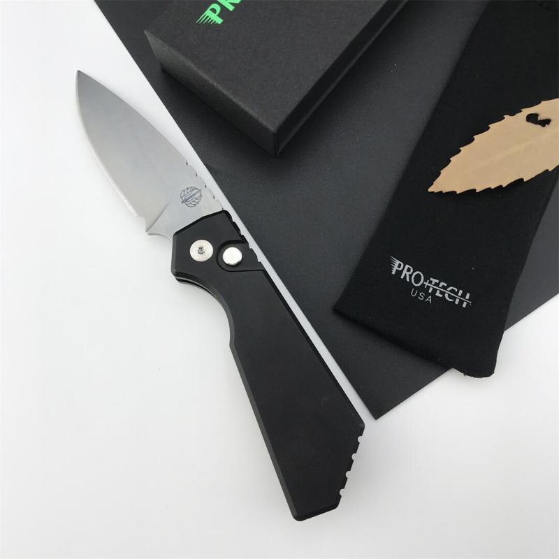Pro-Tech Strider PT201 PT+ AUTO Folding Knife 2.44" CPM-MagnaCut Black DLC Drop Point Blade, Aluminum Handles
