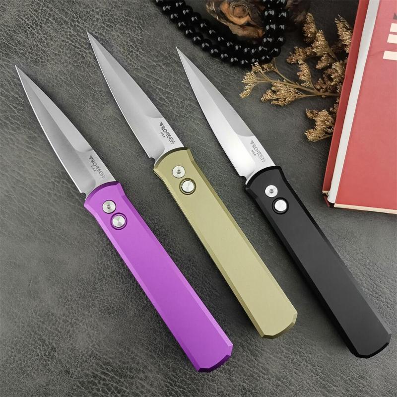 Pro-Tech 920 Godfather AUTO Folding Knife 3.94" Bead Blasted 154-CM Plain Blade, Aluminum Handles - 920