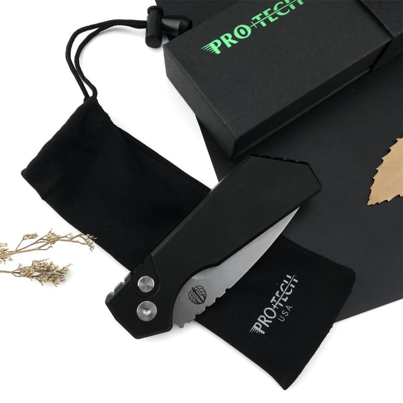 Pro-Tech Strider PT201 PT+ AUTO Folding Knife 2.44" CPM-MagnaCut Black DLC Drop Point Blade, Aluminum Handles