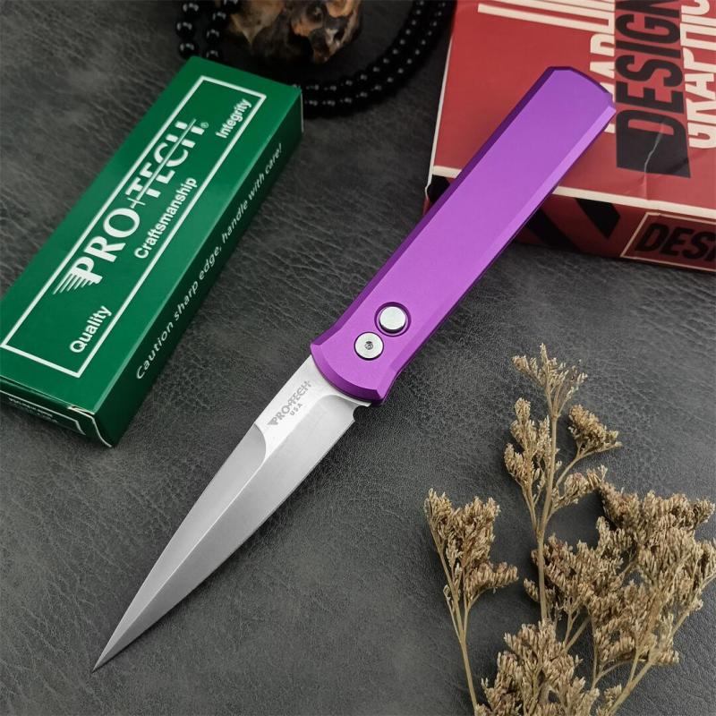Pro-Tech 920 Godfather AUTO Folding Knife 3.94" Bead Blasted 154-CM Plain Blade, Aluminum Handles - 920