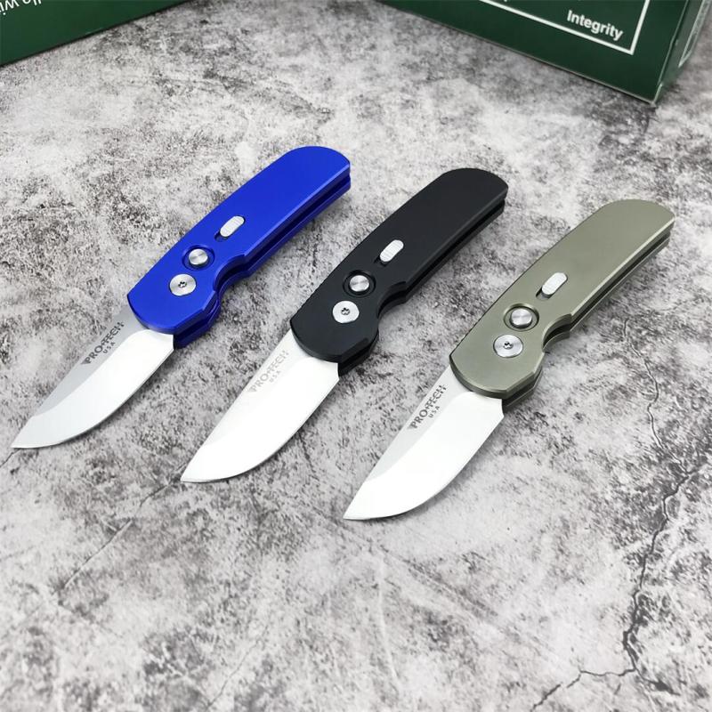 Pro-Tech 2203 AUTO Folding Knife 2.05" 154CM DLC Plain Blade, Aviation Aluminum Handles
