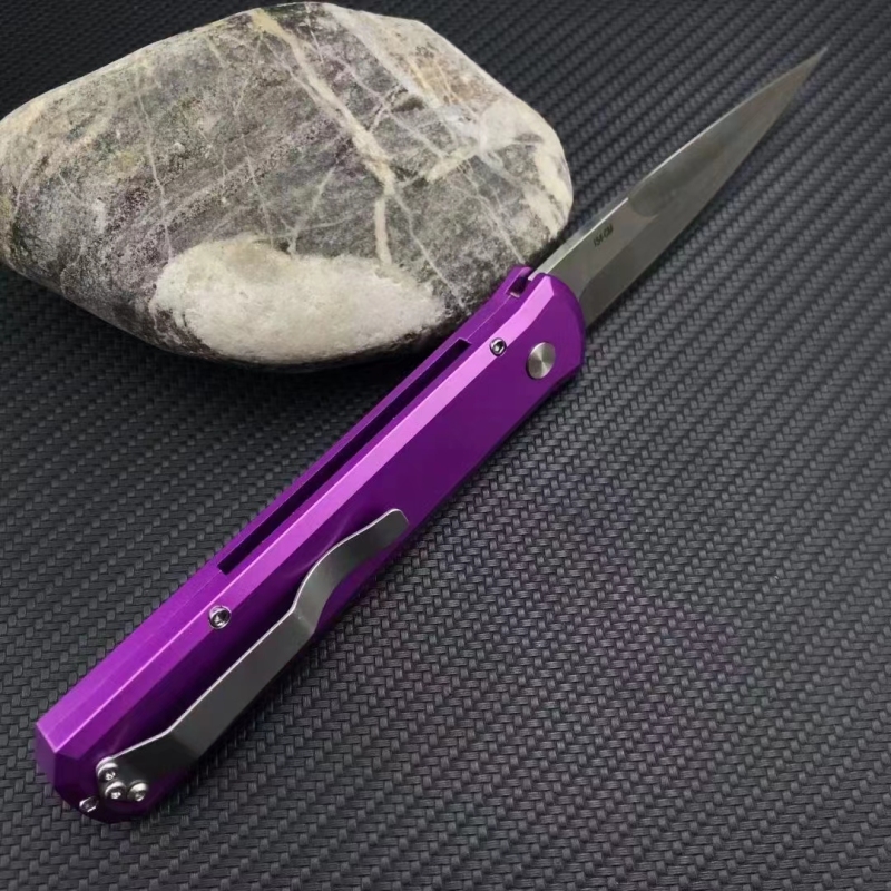 Pro-Tech 920 Godfather AUTO Folding Knife 3.94" Bead Blasted 154-CM Plain Blade, Aluminum Handles - 920-Purple