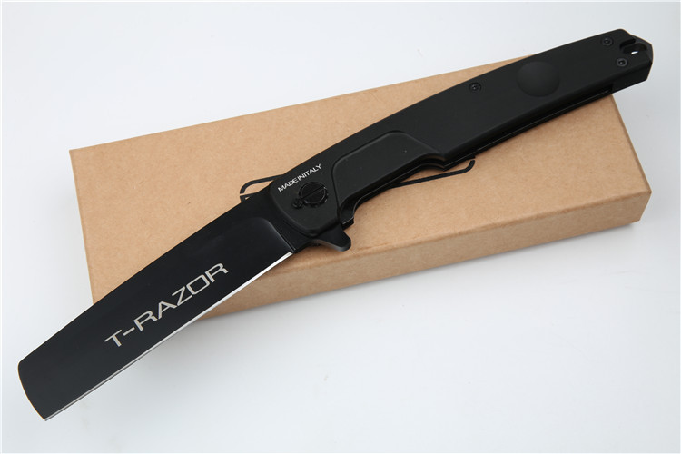 Extrema Ratio T-Razor Folding Knife 3.86" Black Plain N690 Blade, Aluminum Alloy Handles, Liner Lock