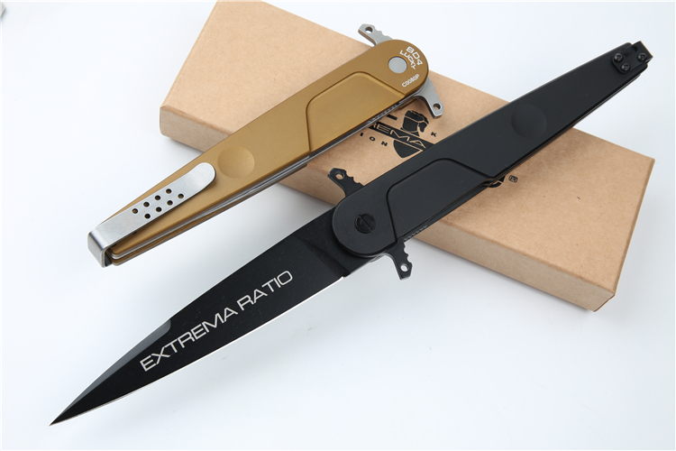 Extrema Ratio BD4 Folding Knife 4.72" Black Plain N690 Blade, Aluminum Handles, Liner Lock - EX133BD4