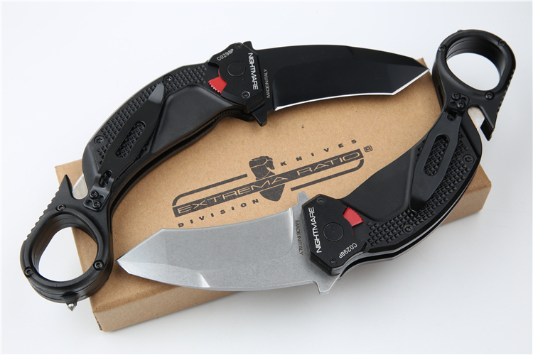 Extrema Ratio Nightmare Folding Knife 2.76" N690 Drop Combo Blade, Aluminum Alloy Handles