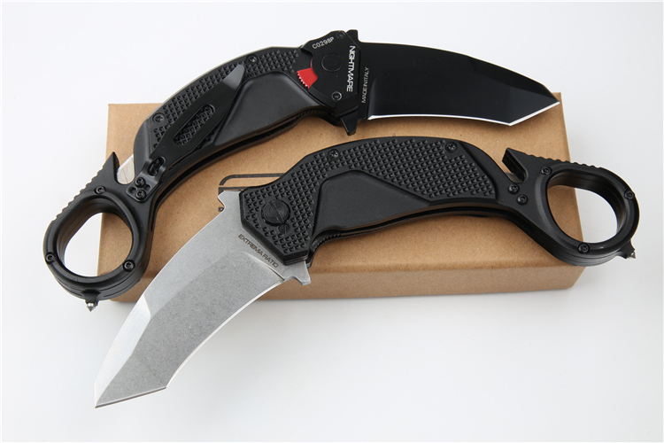 Extrema Ratio Nightmare Folding Knife 2.76" N690 Drop Combo Blade, Aluminum Alloy Handles