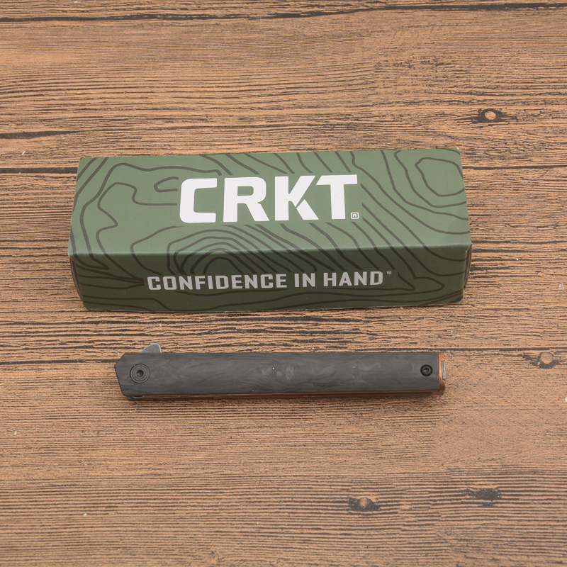 CRKT 7096YGK Richard Rogers CEO Knife 3.15" D2 Black Stonewashed Plain Folding Blade, Carbon Fiber Handles