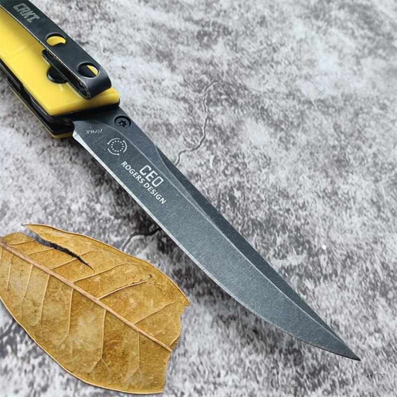 CRKT 7096 Yellow Knives Rogers CEO Gentleman's Folding Knife 3.15" D2 Satin Plain Blade, Red G10 Handles