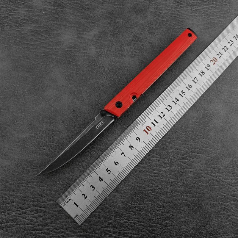 CRKT 7096 Red Knives Rogers CEO Gentleman's Folding Knife 3.15" D2 Satin Plain Blade, Red G10 Handles