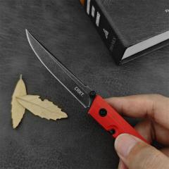 CRKT 7096 Red Knives Rogers CEO Gentleman's Folding Knife 3.15" D2 Satin Plain Blade, Red G10 Handles