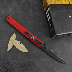 CRKT 7096 Red Knives Rogers CEO Gentleman's Folding Knife 3.15" D2 Satin Plain Blade, Red G10 Handles
