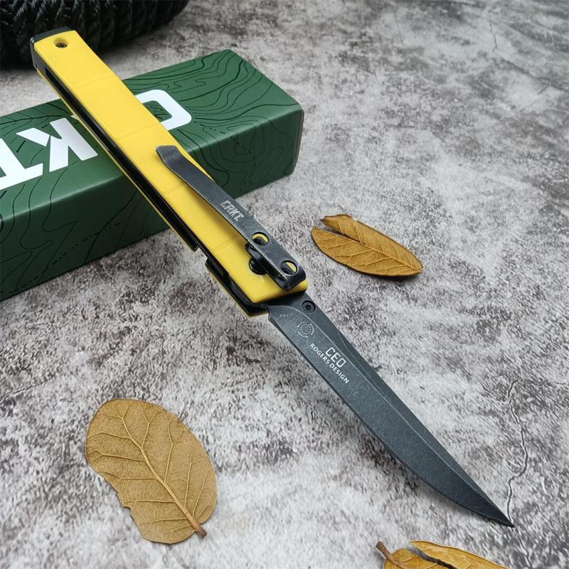 CRKT 7096 Yellow Knives Rogers CEO Gentleman's Folding Knife 3.15" D2 Satin Plain Blade, Red G10 Handles