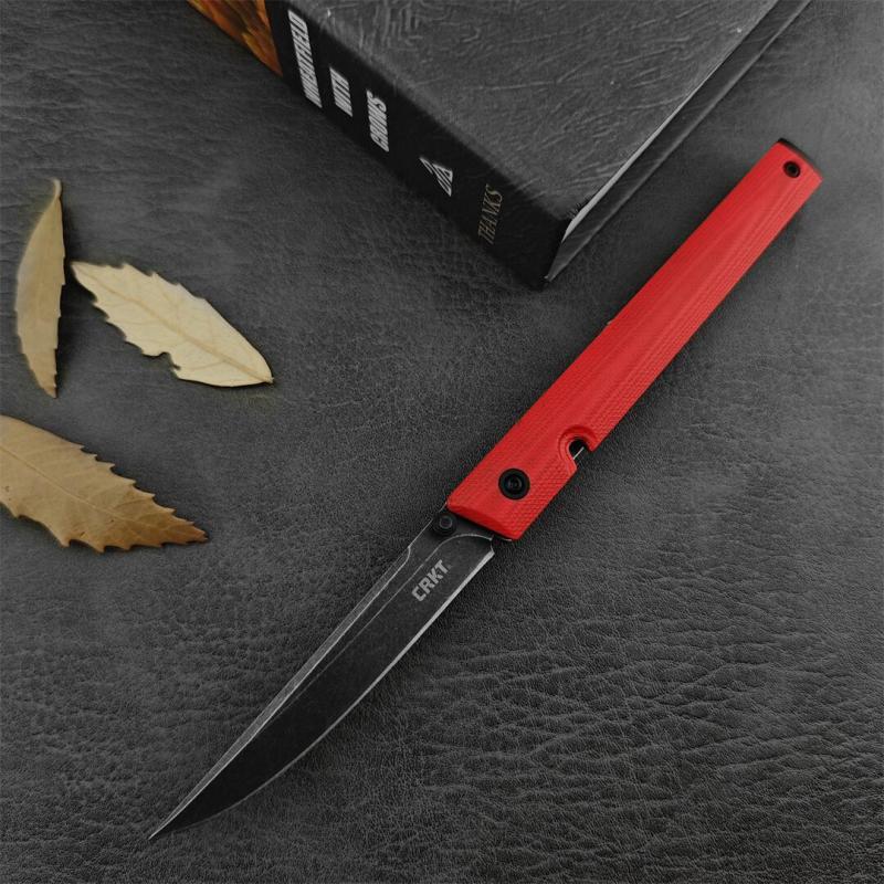 CRKT 7096 Red Knives Rogers CEO Gentleman's Folding Knife 3.15" D2 Satin Plain Blade, Red G10 Handles